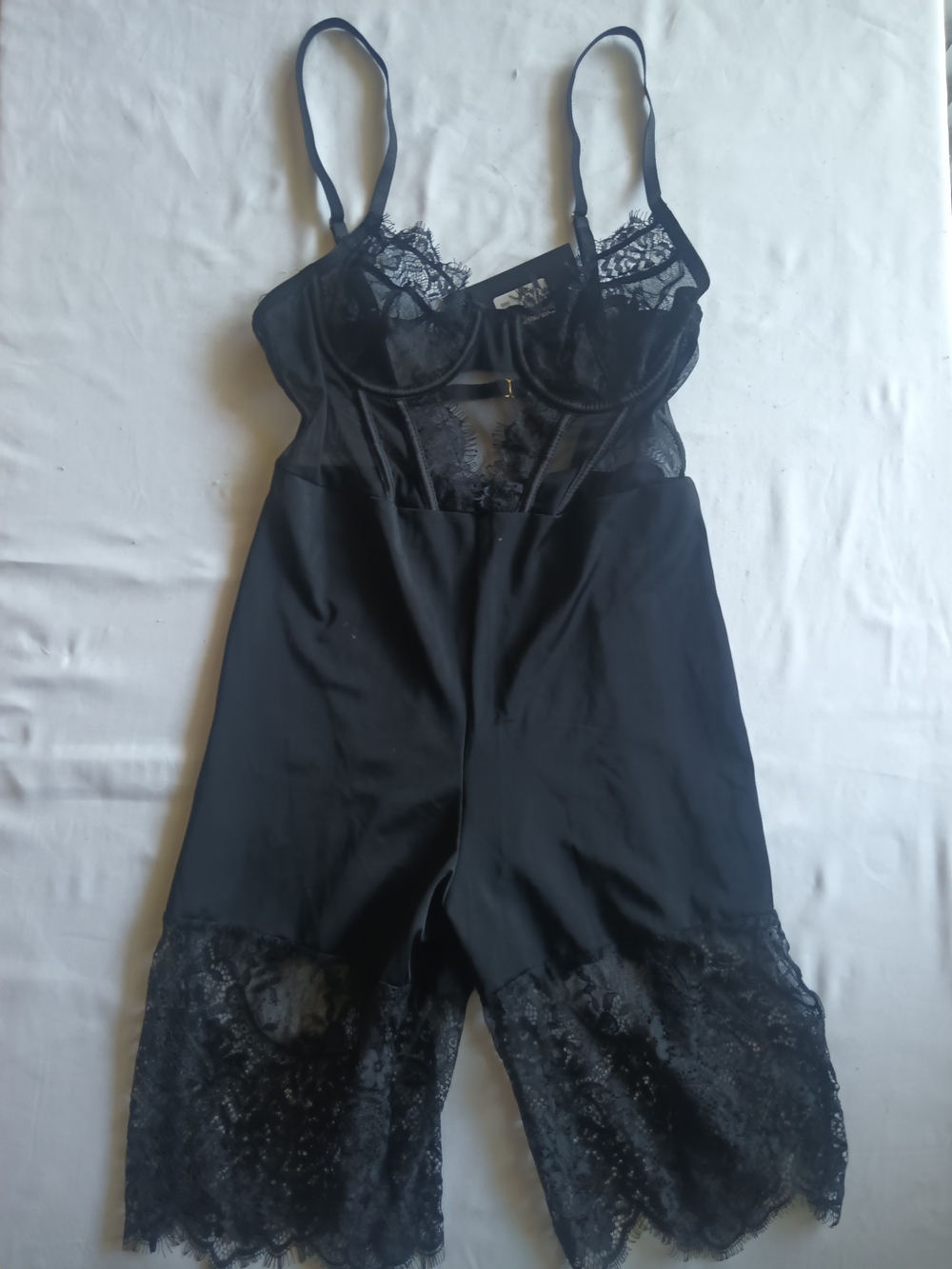 Fashion Nova Black Lace-Trim Shapewear Bodysuit